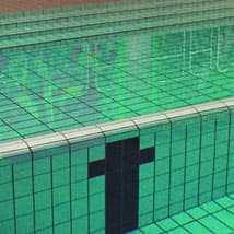 Schwimmbecken mit keramischer Markierung