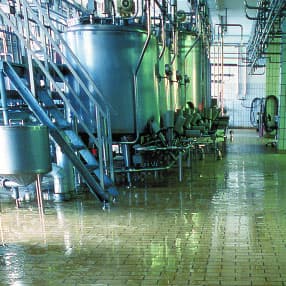 Tanks der Lebensmittelindustrie auf Nassboden